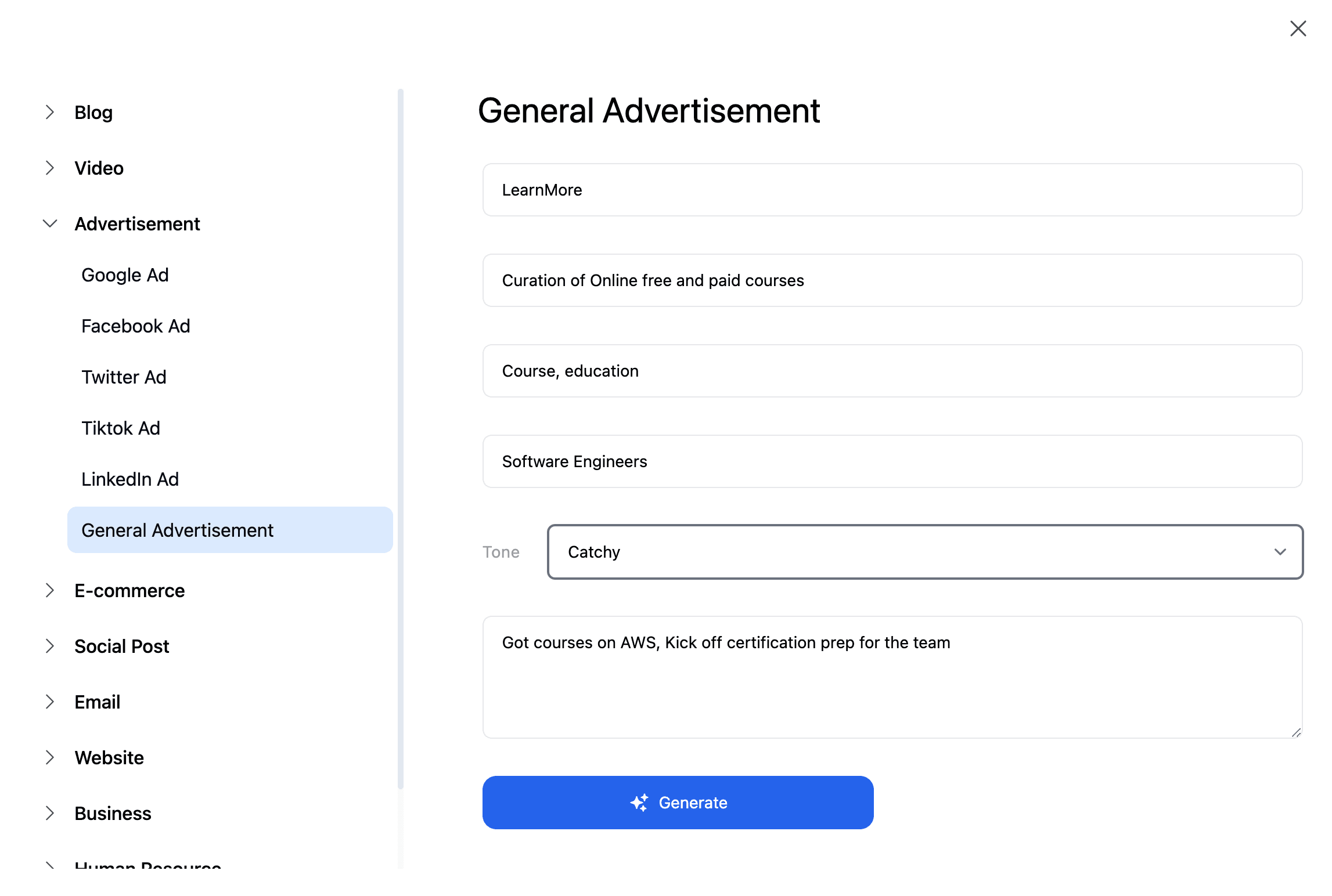 Ad Copy Generator 1