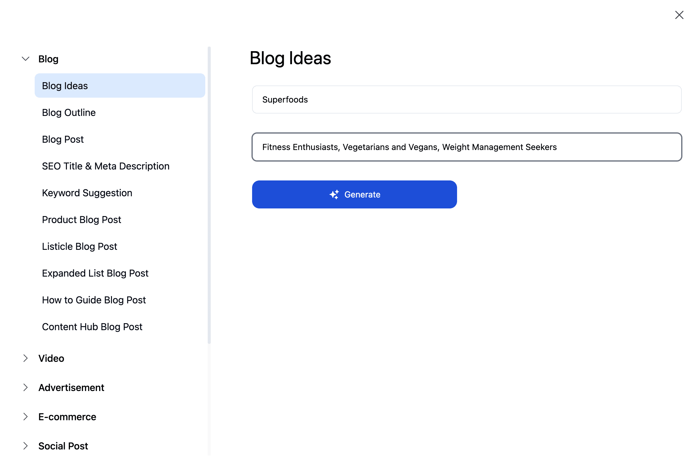 Blog Ideas Generator Template