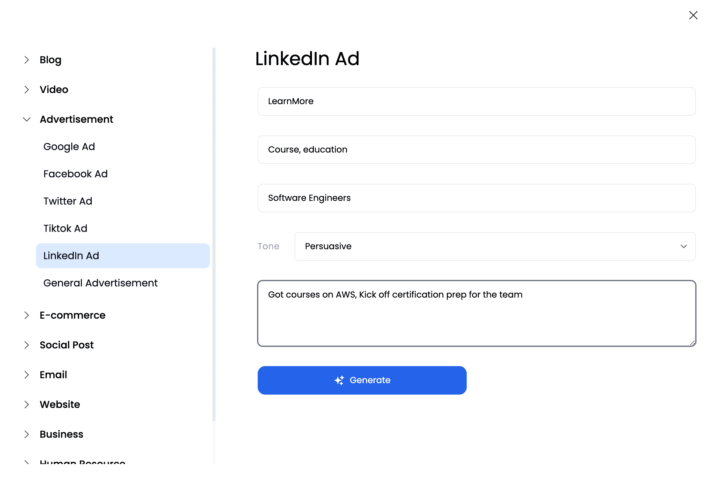 LinkedIn Ad Generator Template