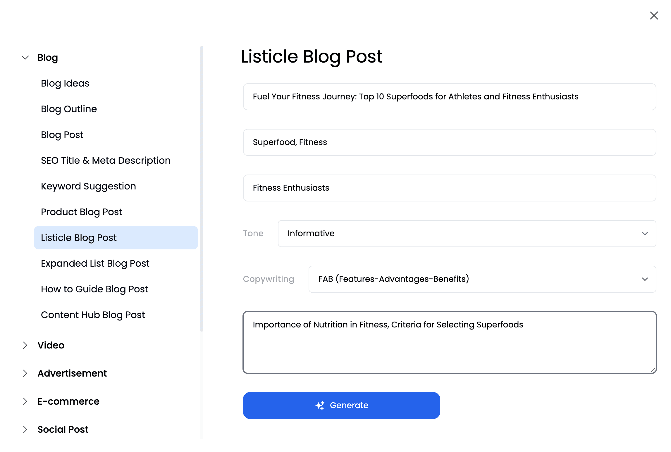 Listicle Generator Template