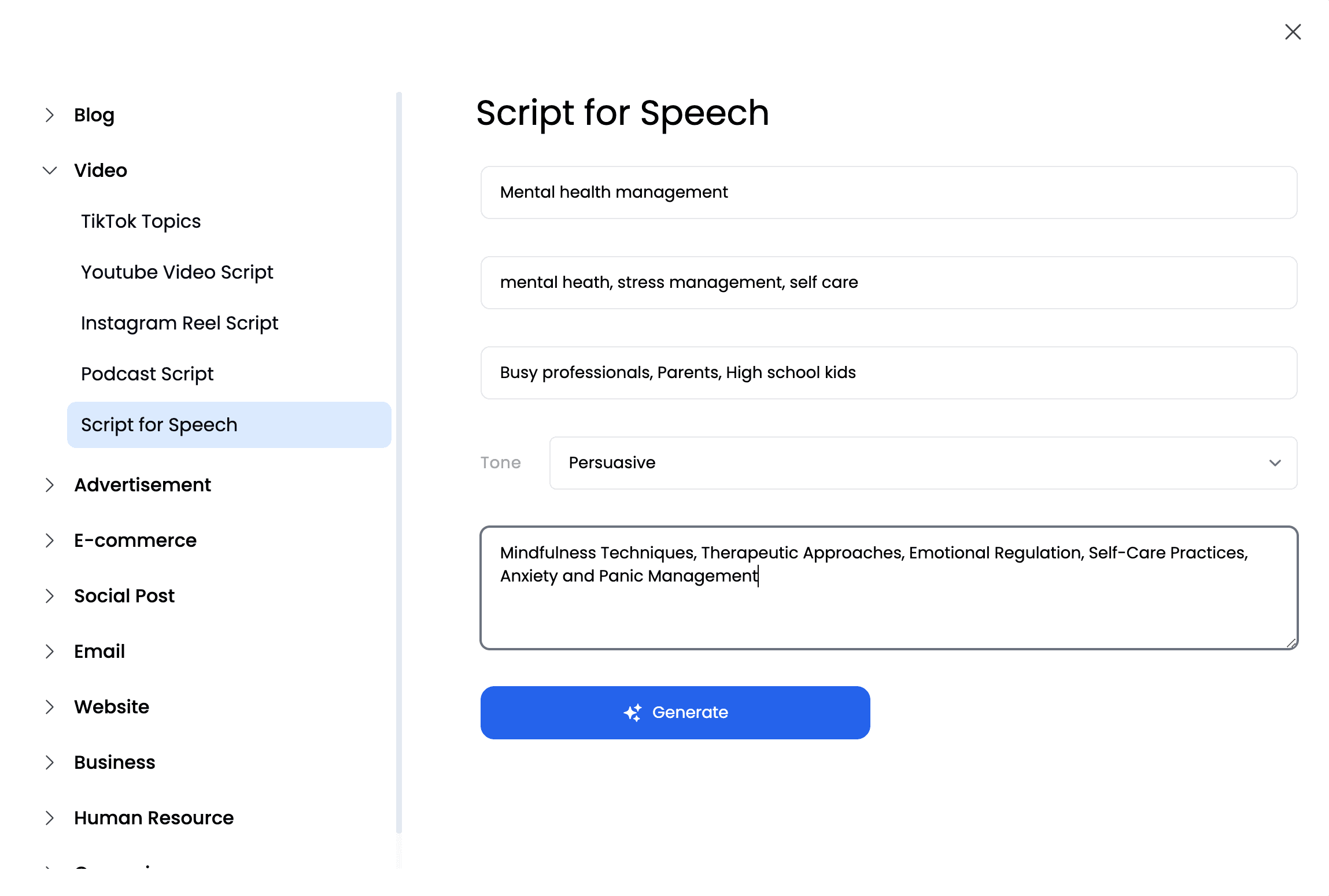 Speech Generator Template