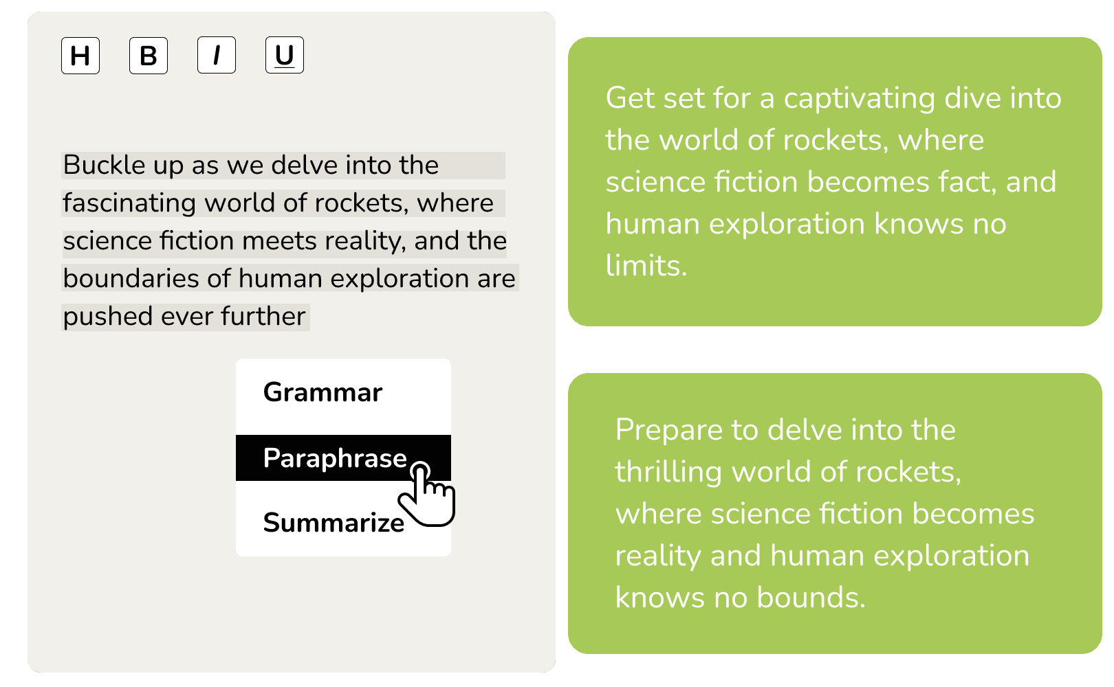 Generative AI paraphrase