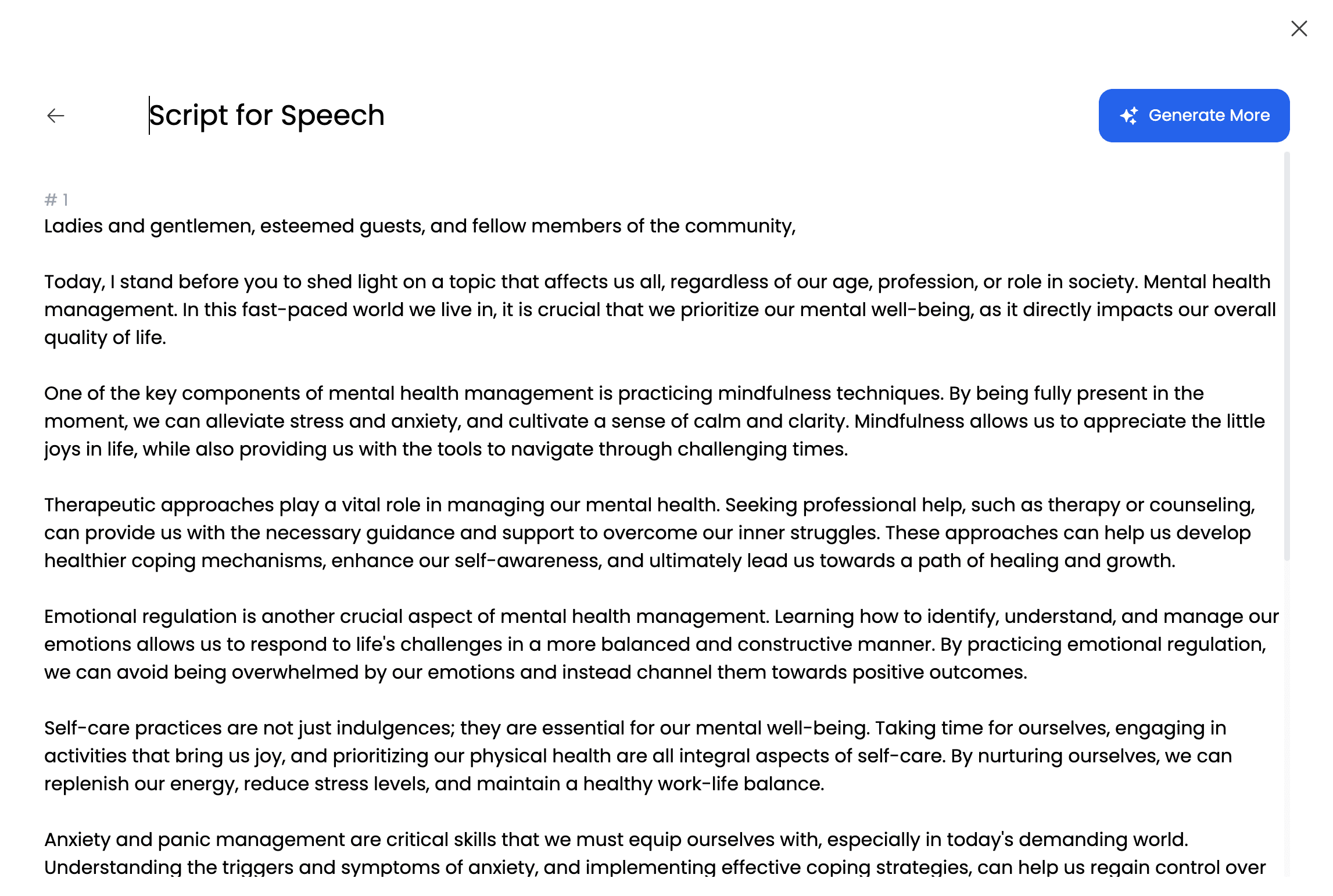 Speech Generator Recommendation